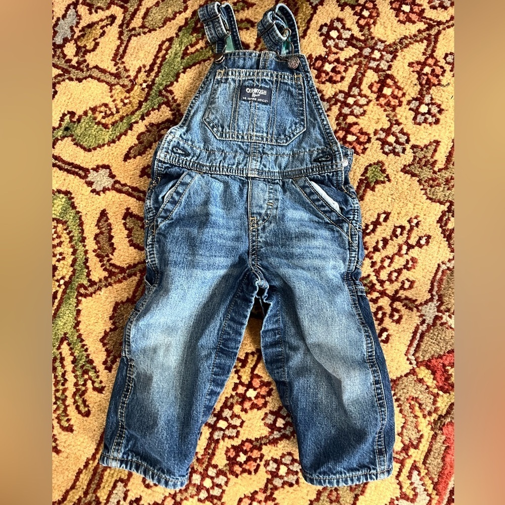 Denim Overalls Oshkosh 12 mths flannel lining